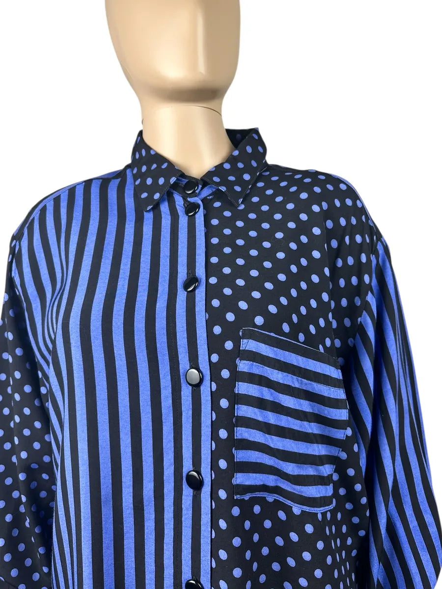 Camicia vintage da donna a righe e pois New Fast