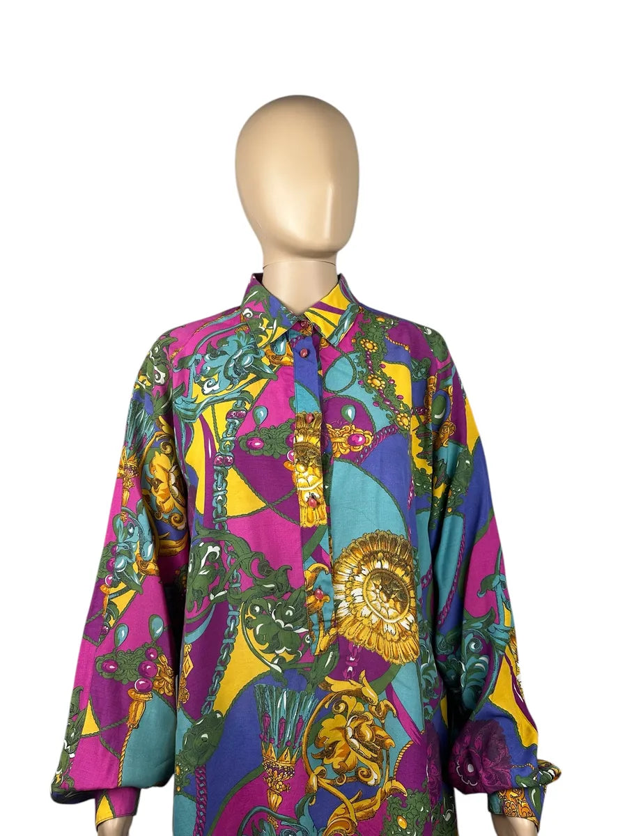 Camicia da donna vintage made in Italy a fantasia
