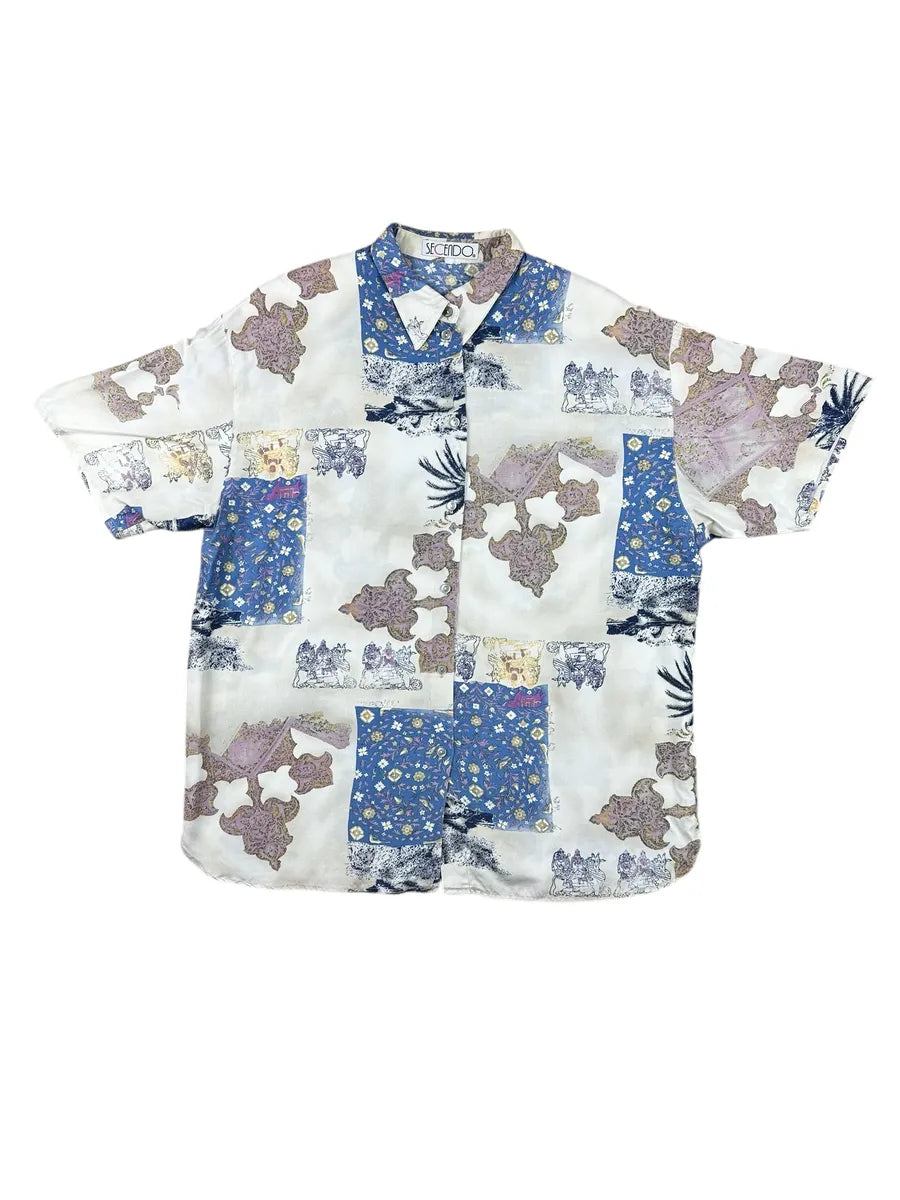 Camicia da donna vintage a fantasia con spalline