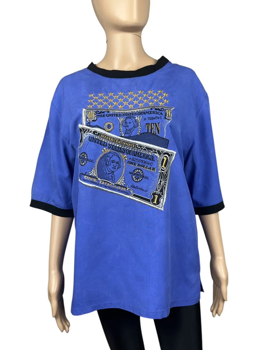 T-shirt da donna in seta con ricamo