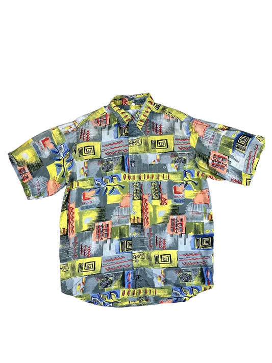 Camicia vintage da uomo a fantasia 100% seta