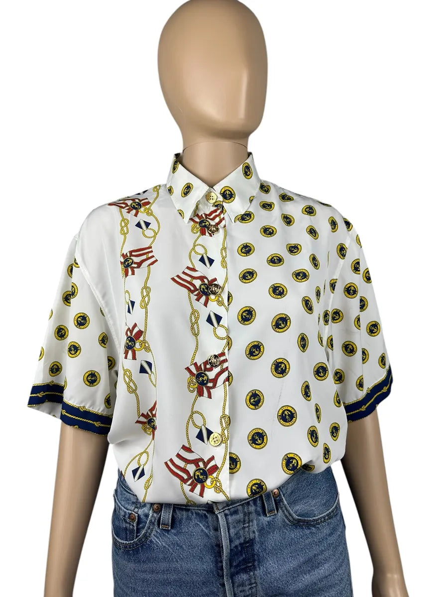 Camicia da donna vintage con fantasia nautica