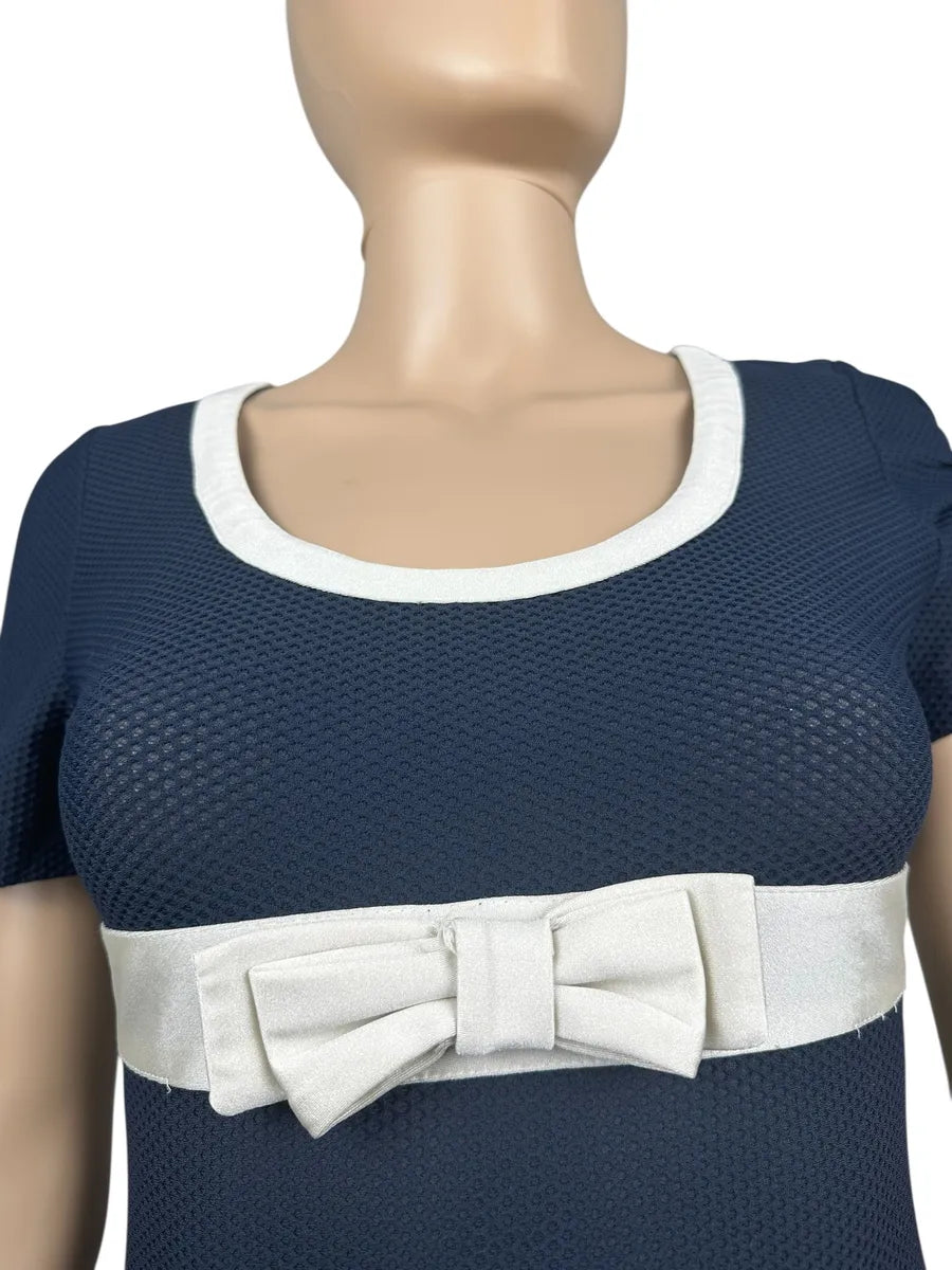 Body blu con fiocco