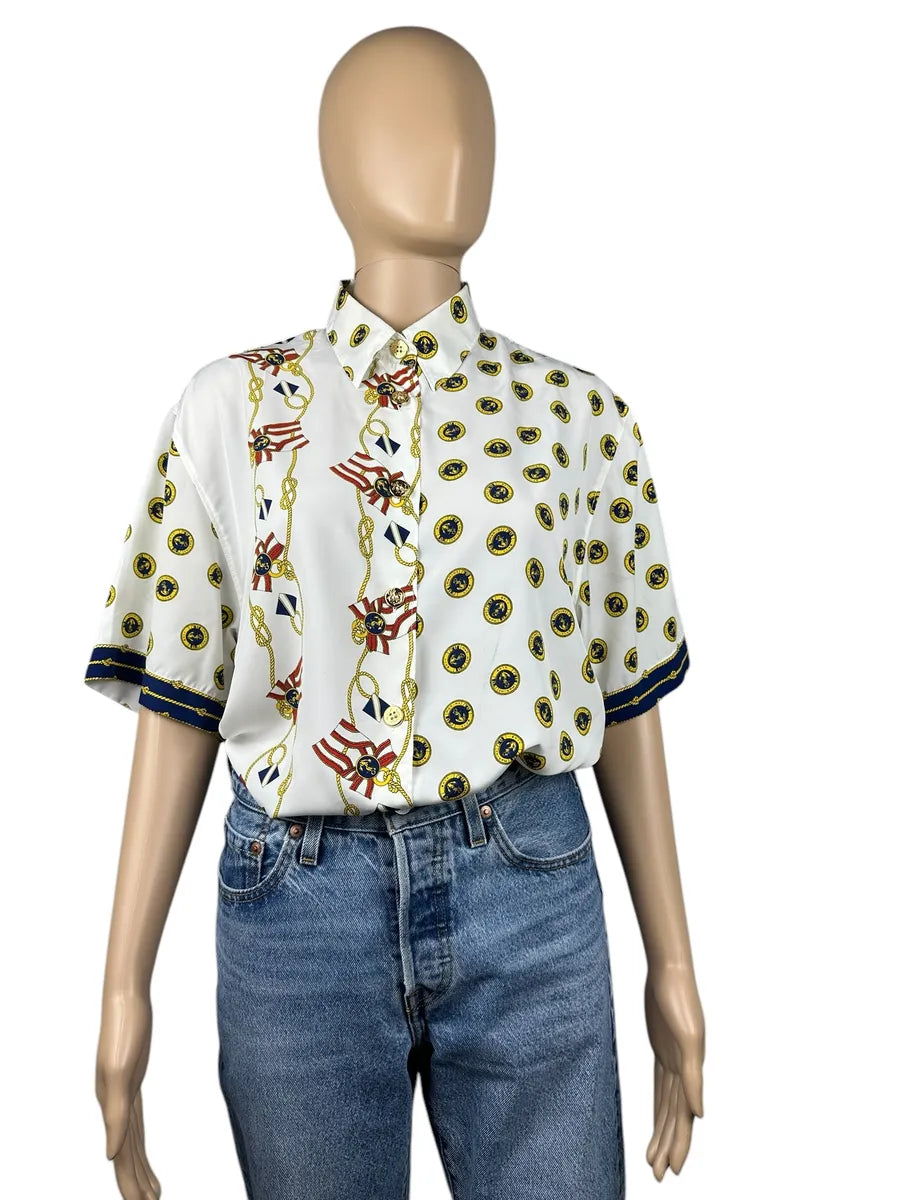 Camicia da donna vintage con fantasia nautica