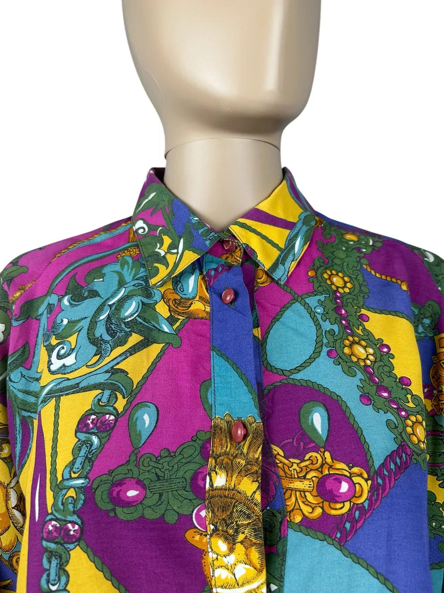 Camicia da donna vintage made in Italy a fantasia