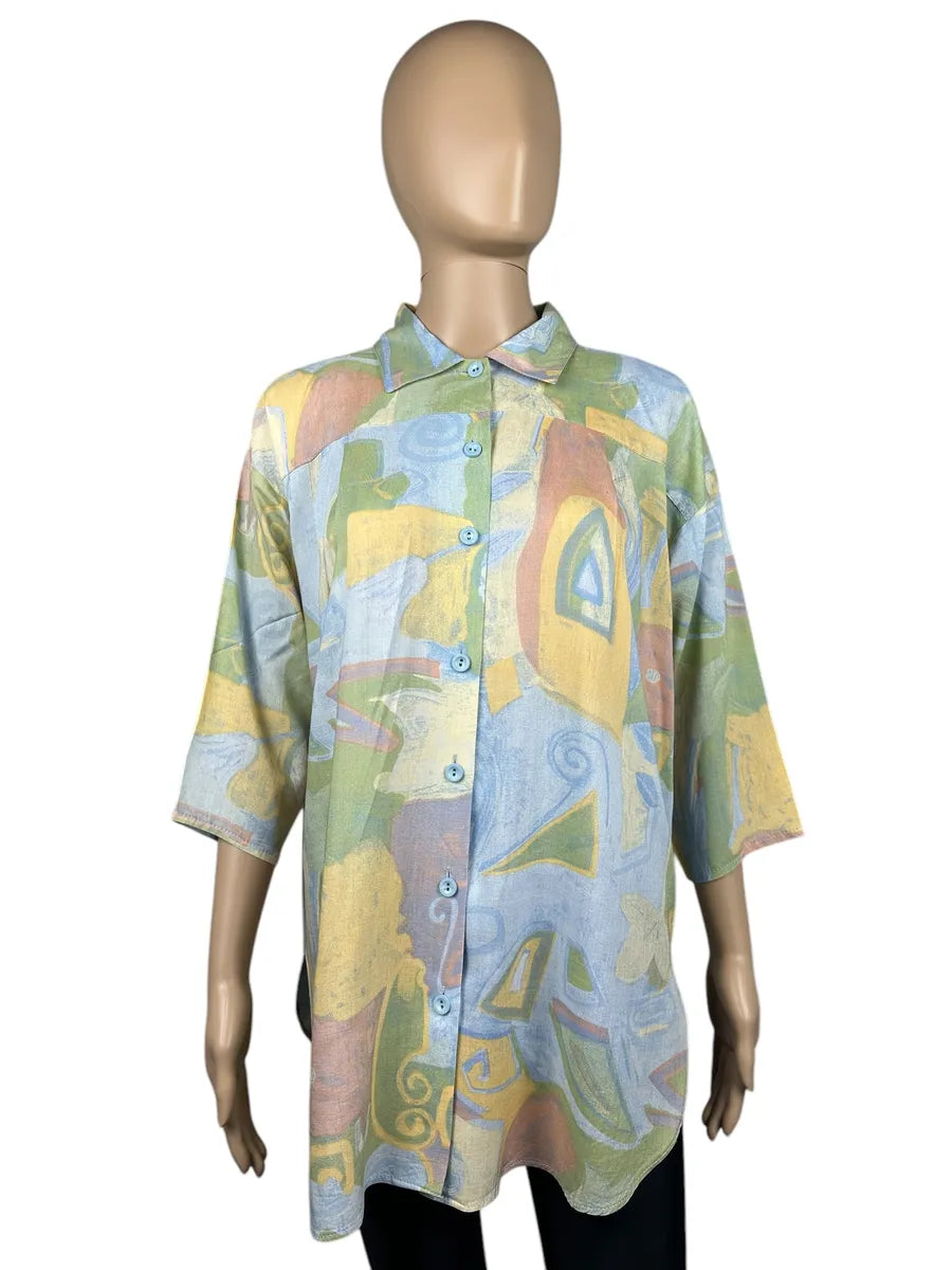 Camicia vintage da donna a fantasia