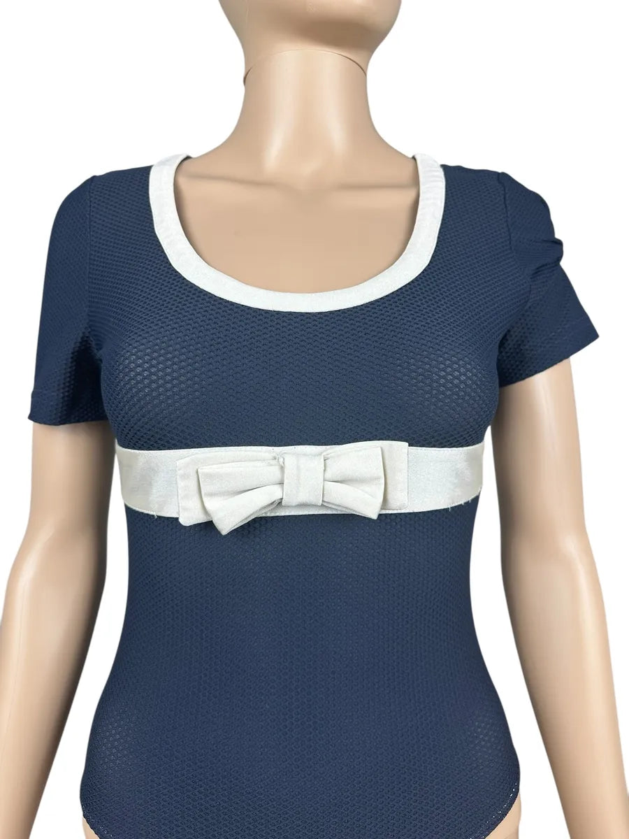 Body blu con fiocco