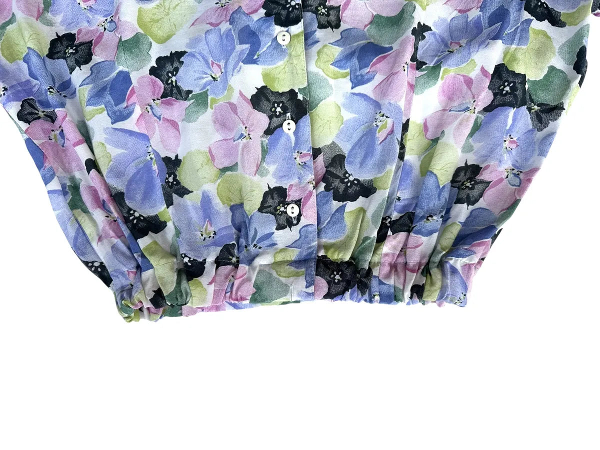 Camicia vintage crop a fiori da donna
