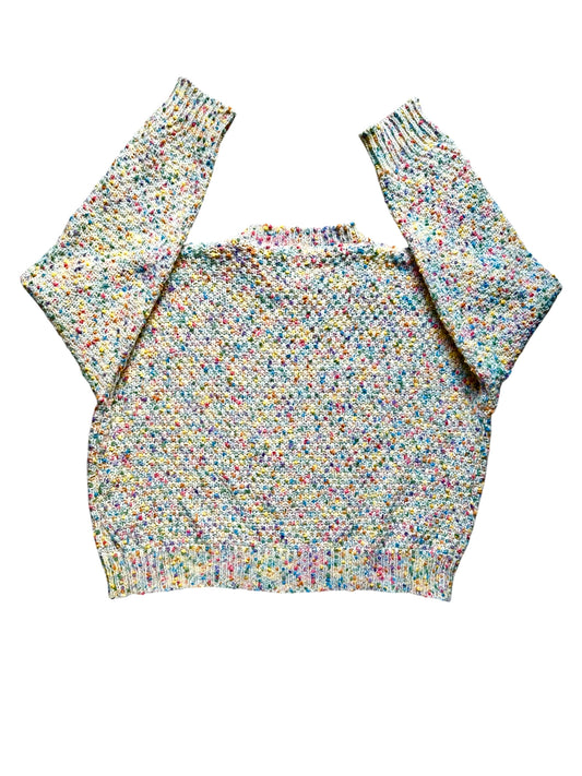 Maglione vintage da donna bianco a pallini colorati