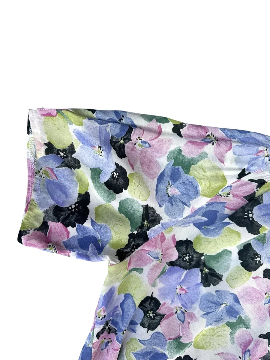 Camicia vintage crop a fiori da donna