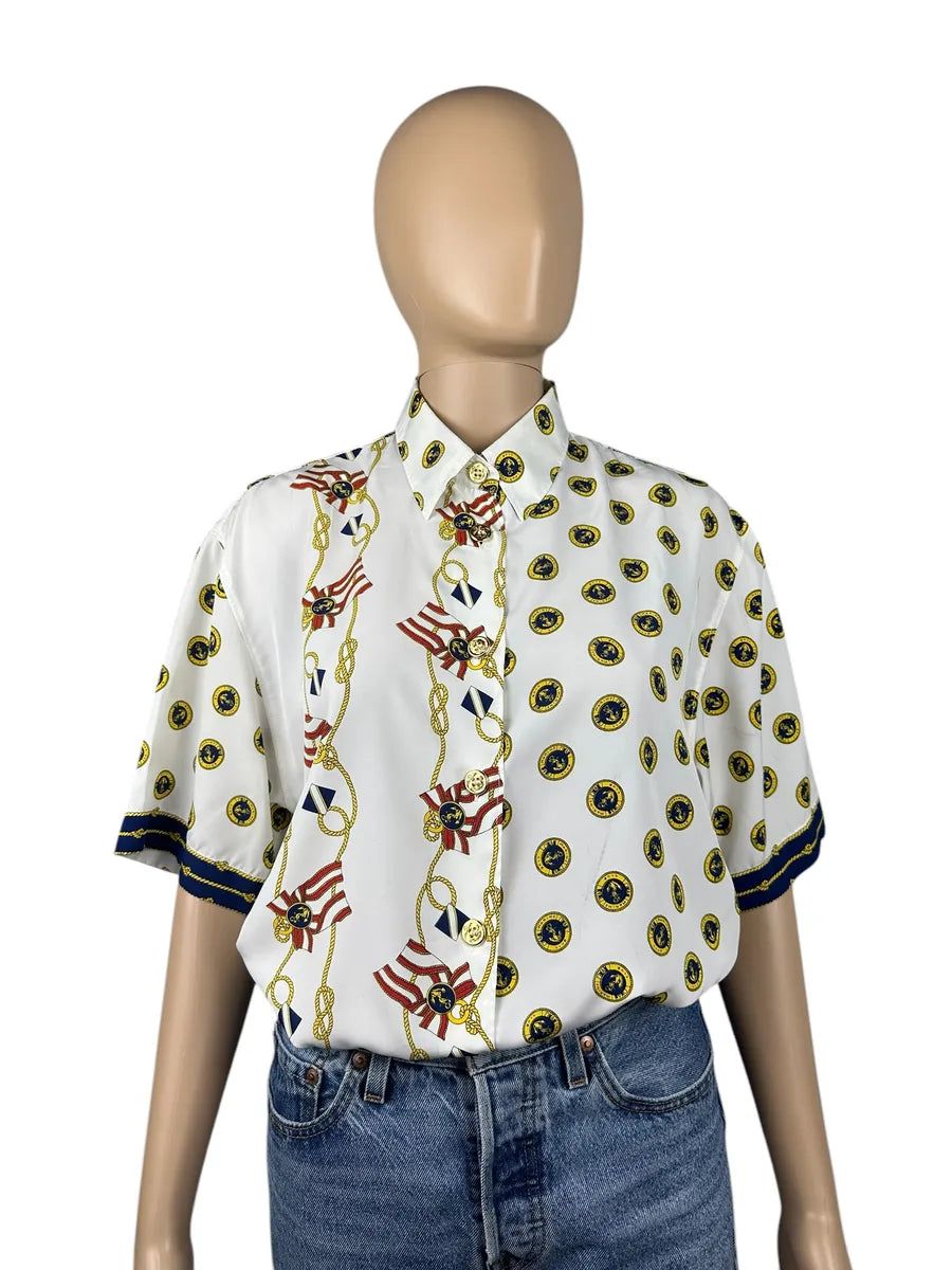 Camicia da donna vintage con fantasia nautica