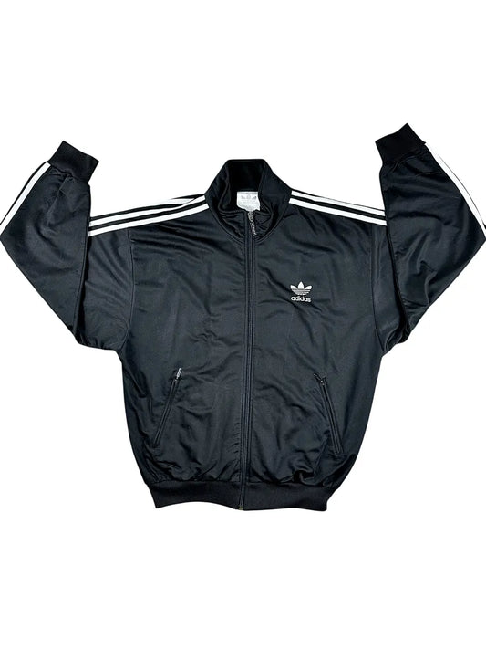 Adidas - giacchetto tuta vintage anni ’90 nero con strisce bianche taglia S