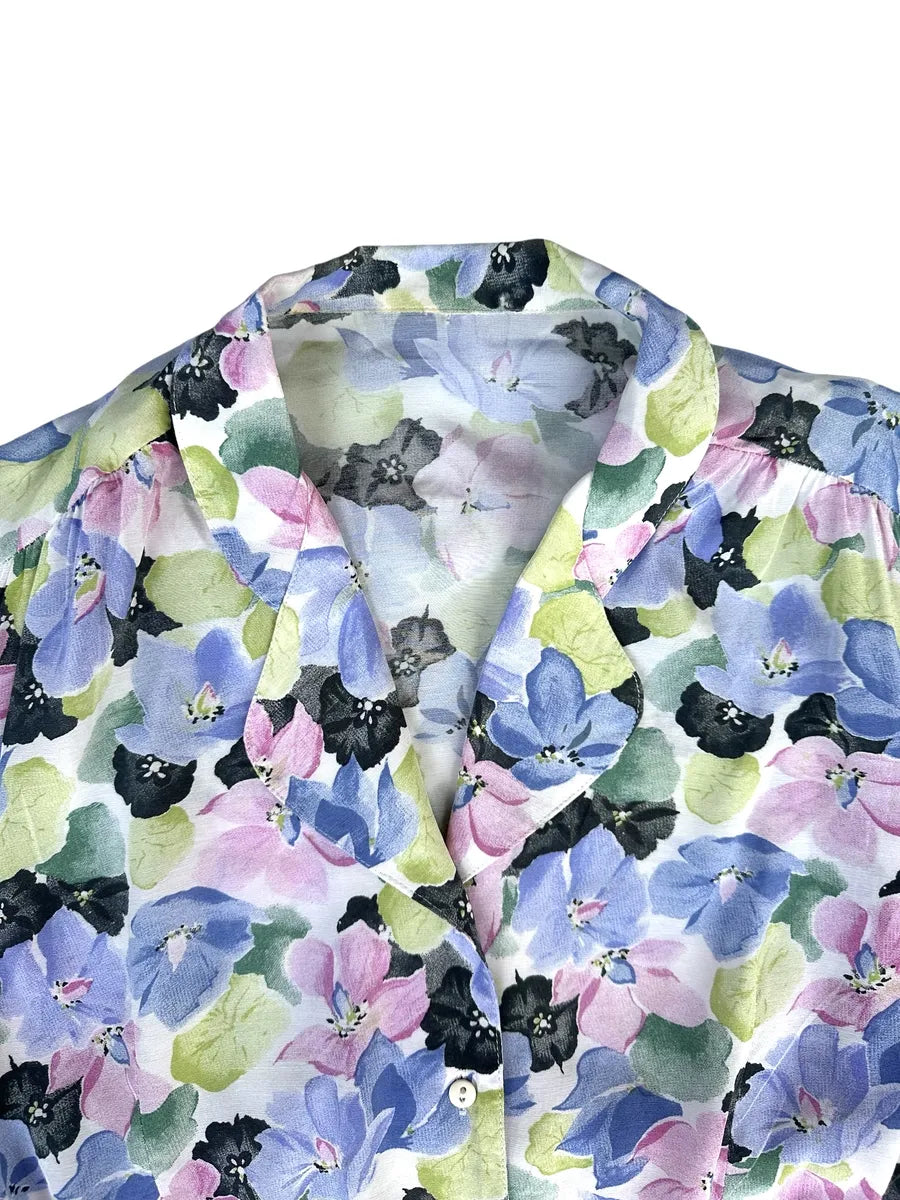 Camicia vintage crop a fiori da donna