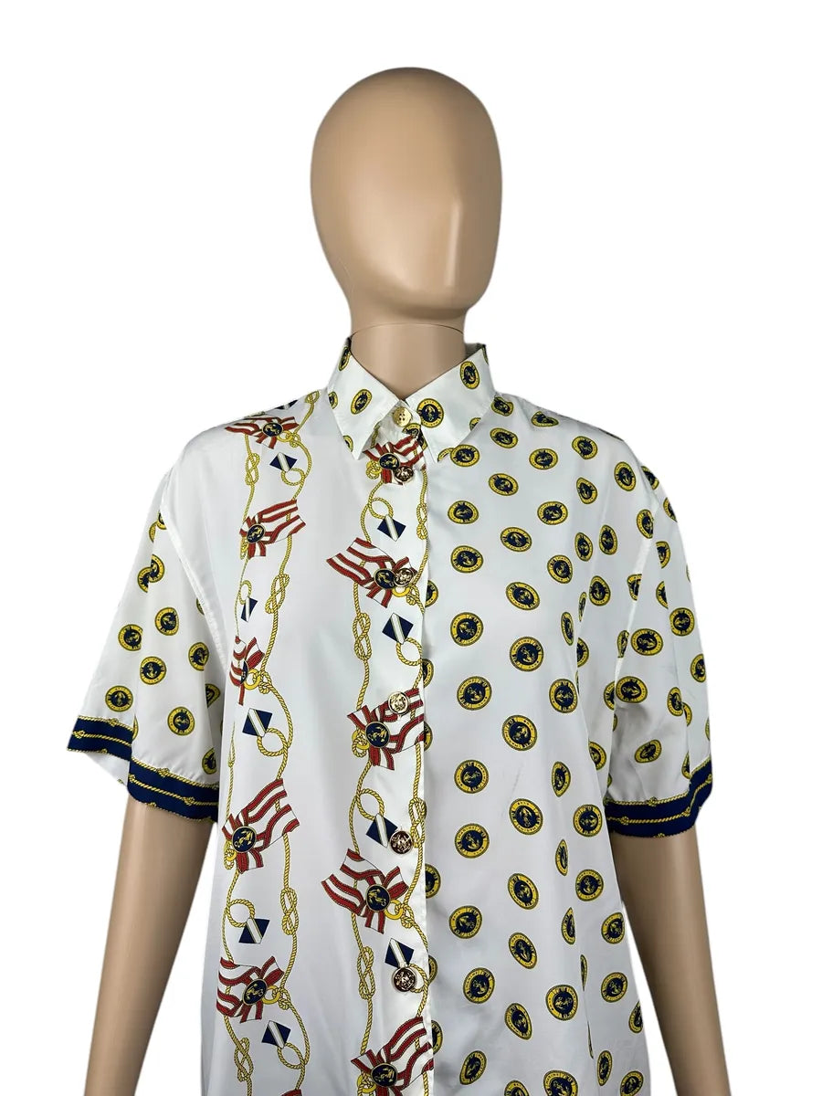 Camicia da donna vintage con fantasia nautica