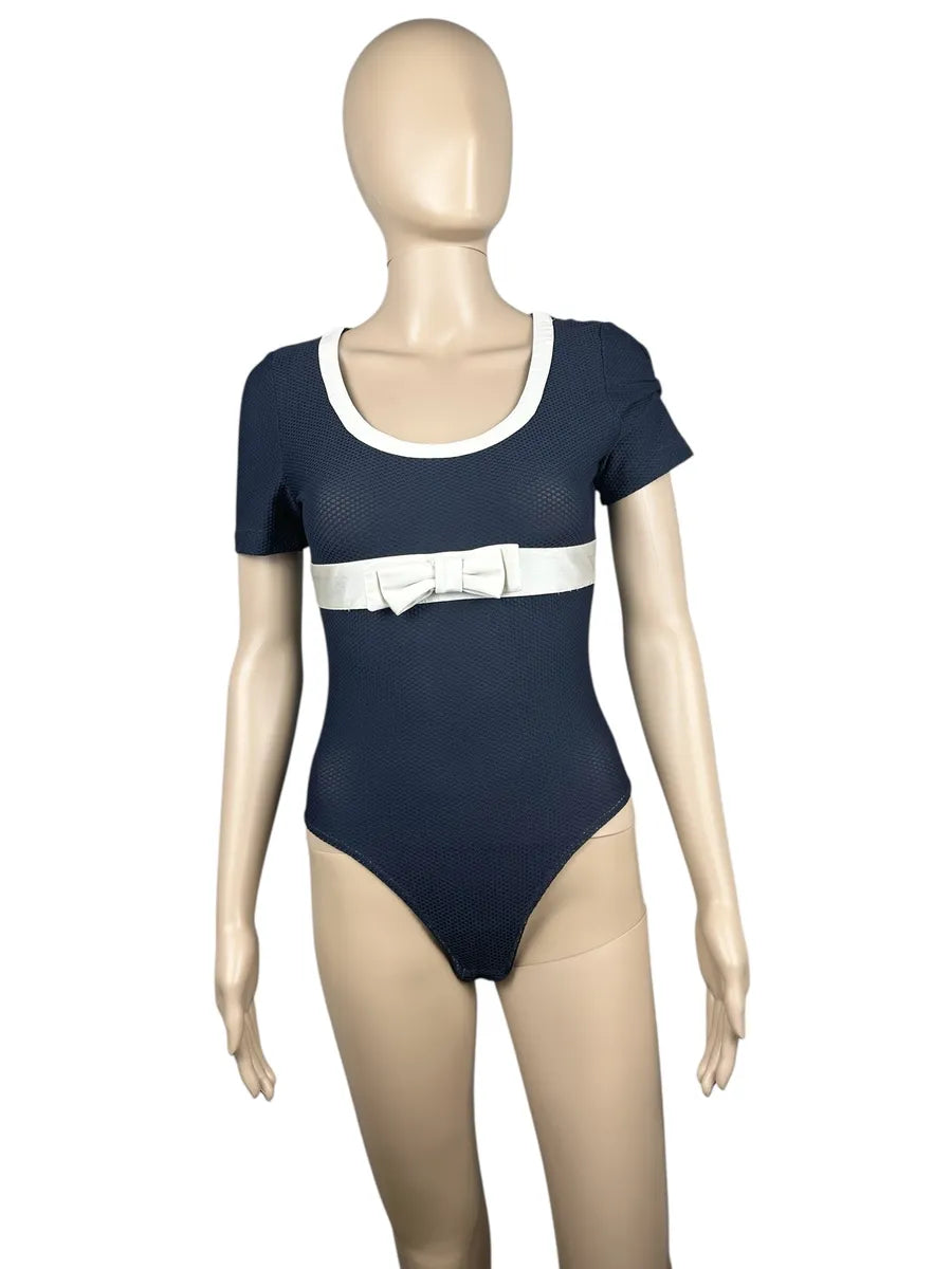 Body blu con fiocco