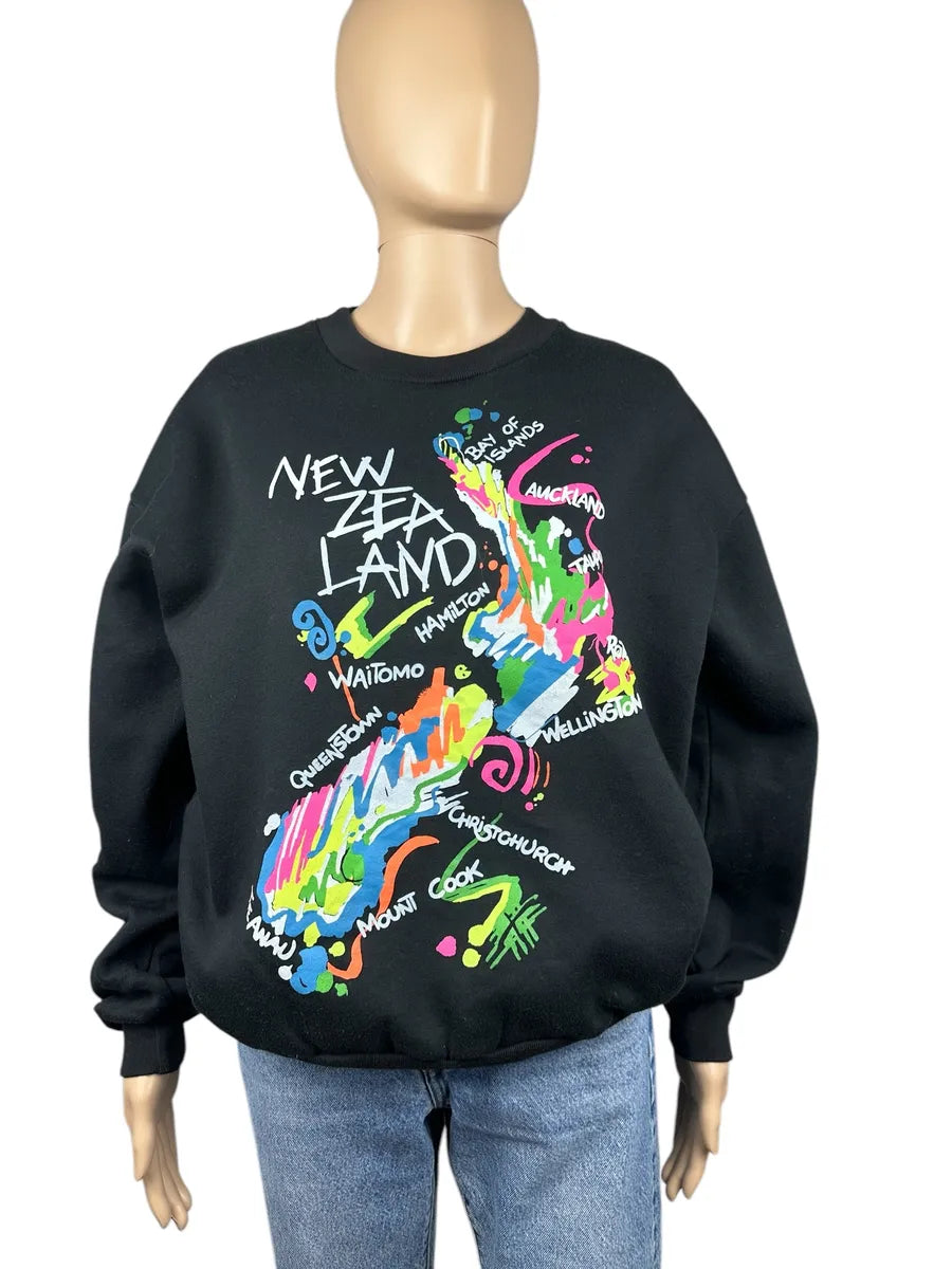 Felpa vintage senza cappuccio souvenir della Nuova Zelanda