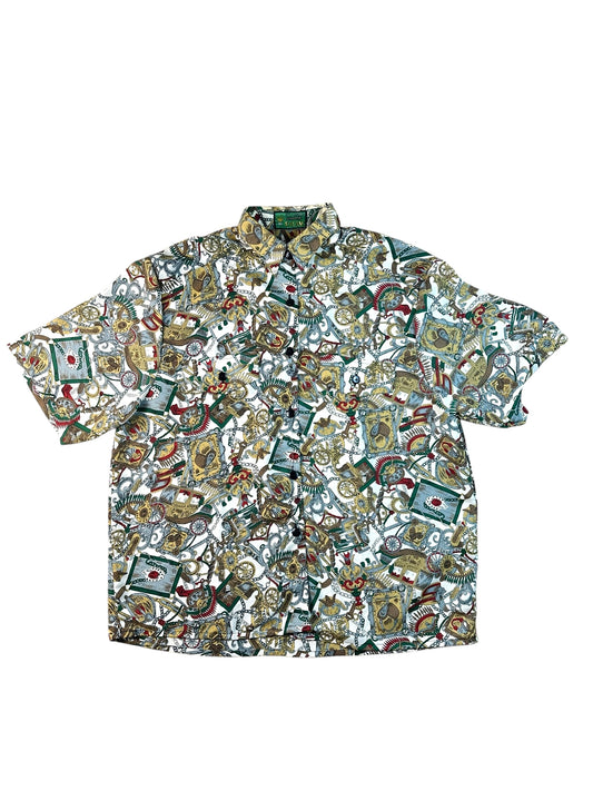 Camicia a maniche corte a fantasia da donna