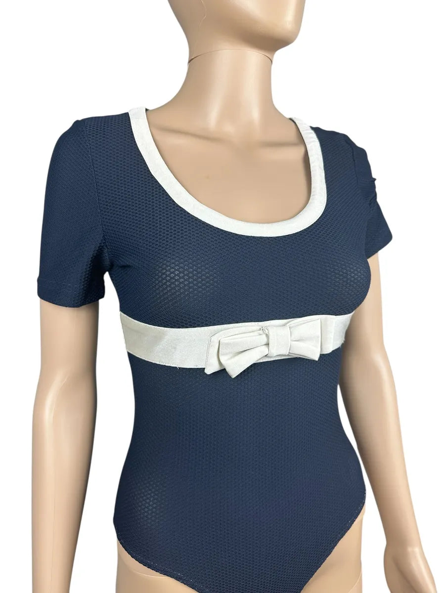 Body blu con fiocco