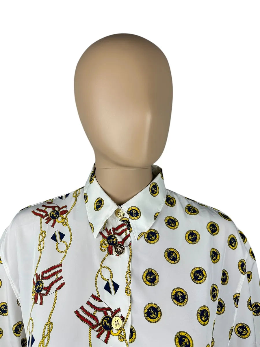 Camicia da donna vintage con fantasia nautica