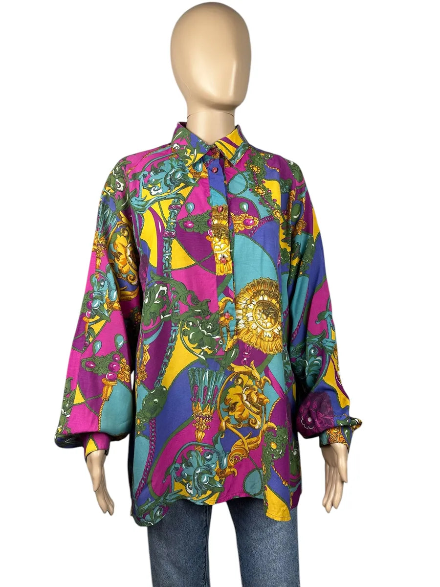 Camicia da donna vintage made in Italy a fantasia