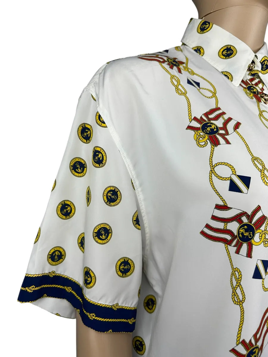 Camicia da donna vintage con fantasia nautica