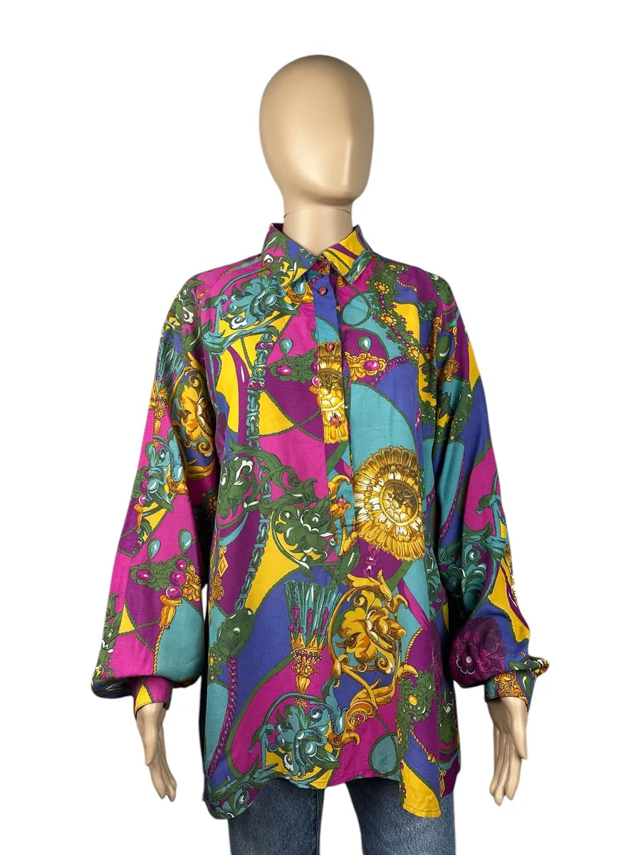 Camicia da donna vintage made in Italy a fantasia