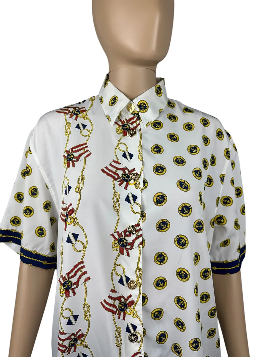 Camicia da donna vintage con fantasia nautica