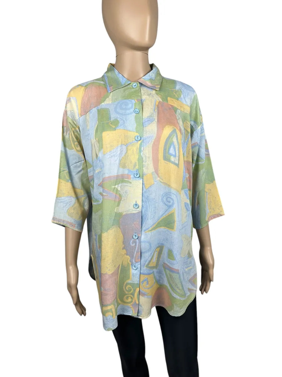 Camicia vintage da donna a fantasia