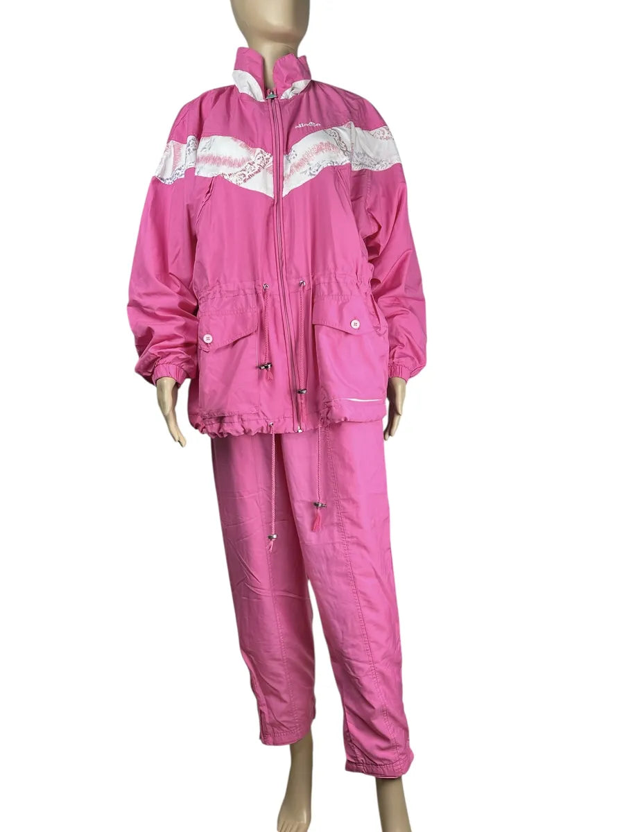 Ellesse - tuta intera vintage anni ’80 rosa taglia S/M