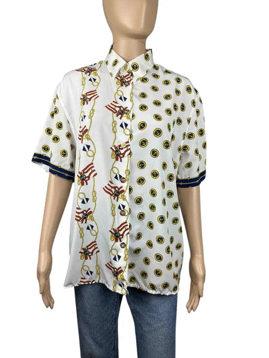 Camicia da donna vintage con fantasia nautica