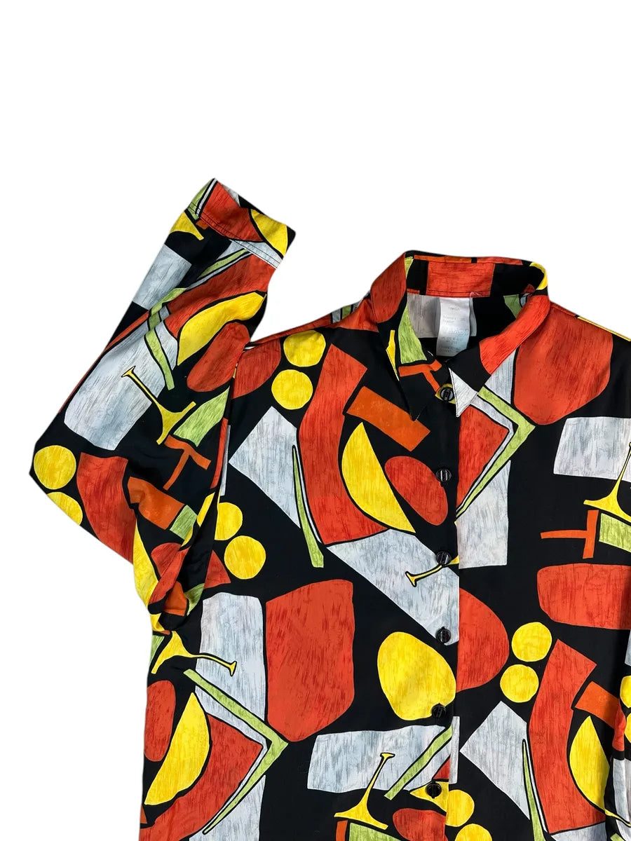 Camicia vintage da donna a fantasia geometrica
