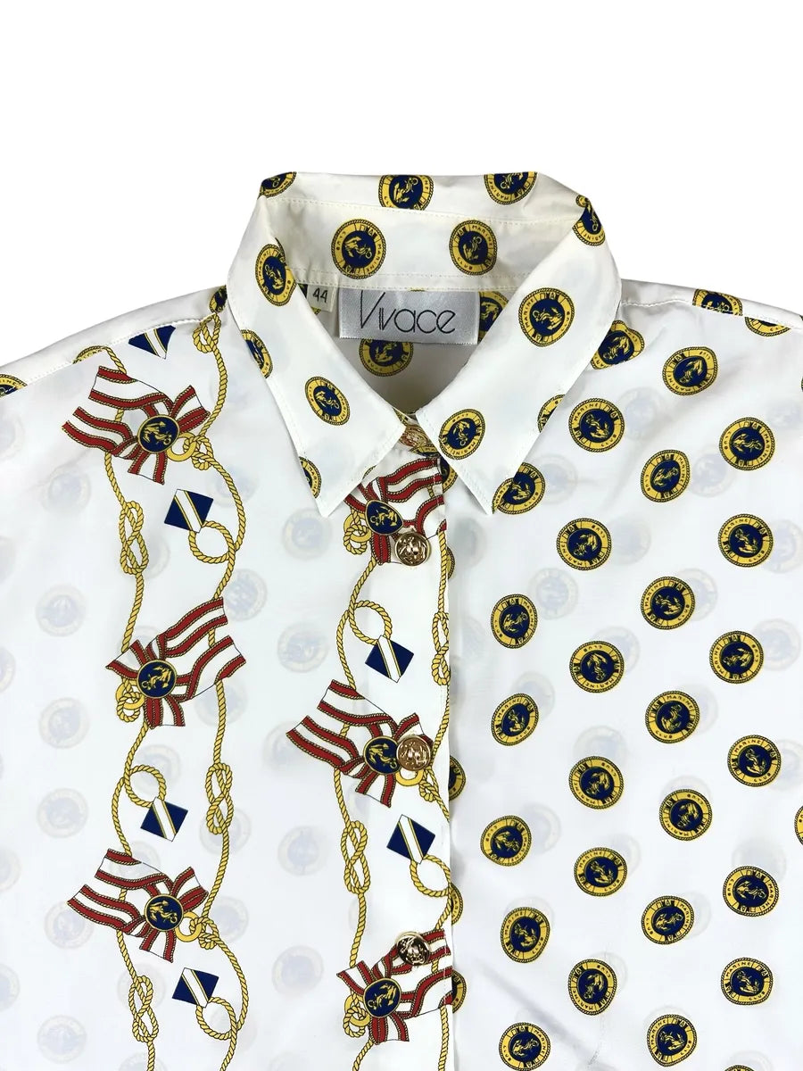 Camicia da donna vintage con fantasia nautica
