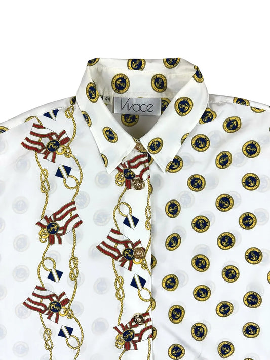Camicia da donna vintage con fantasia nautica