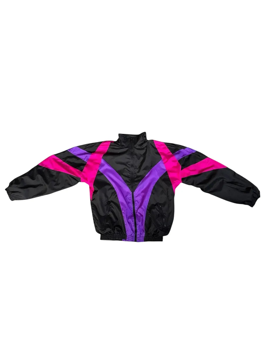Giacca Tuta Vintage Guffini Anni '90 - Windbreaker Nero Viola e Rosa