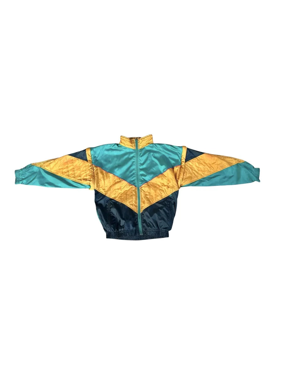 Twist - giacchetto tuta unisex vintage anni ’90 giallo/verde con maniche removibili taglia S/M