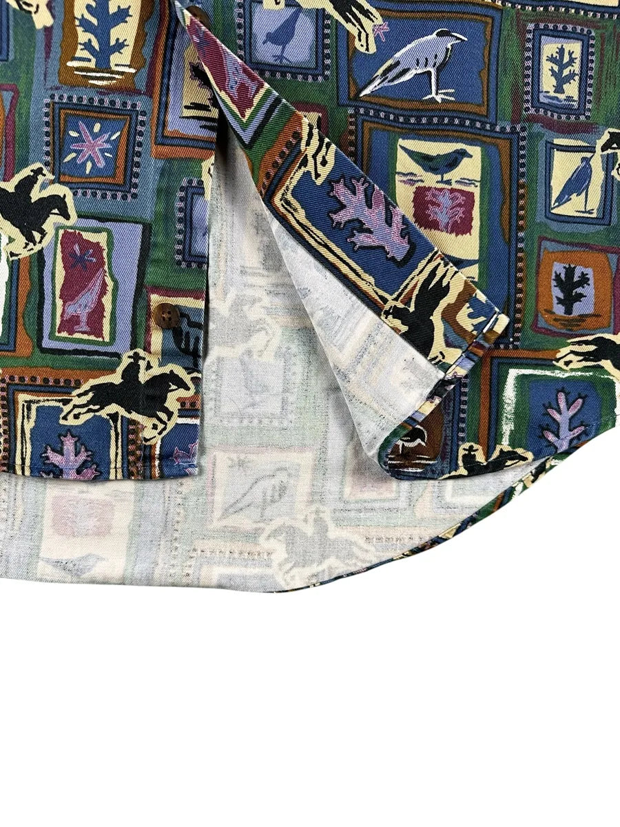 Camicia texana vintage da uomo a fantasia