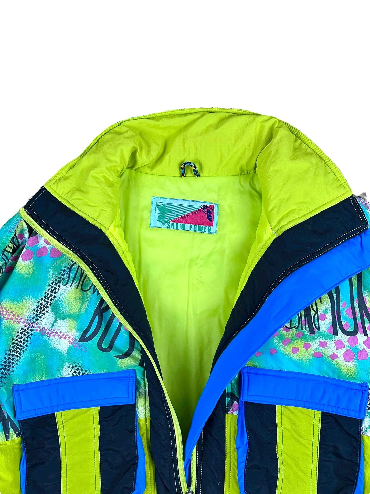 Giubbotto vintage anni ’90 fantasia giallo e blu Made in Italy