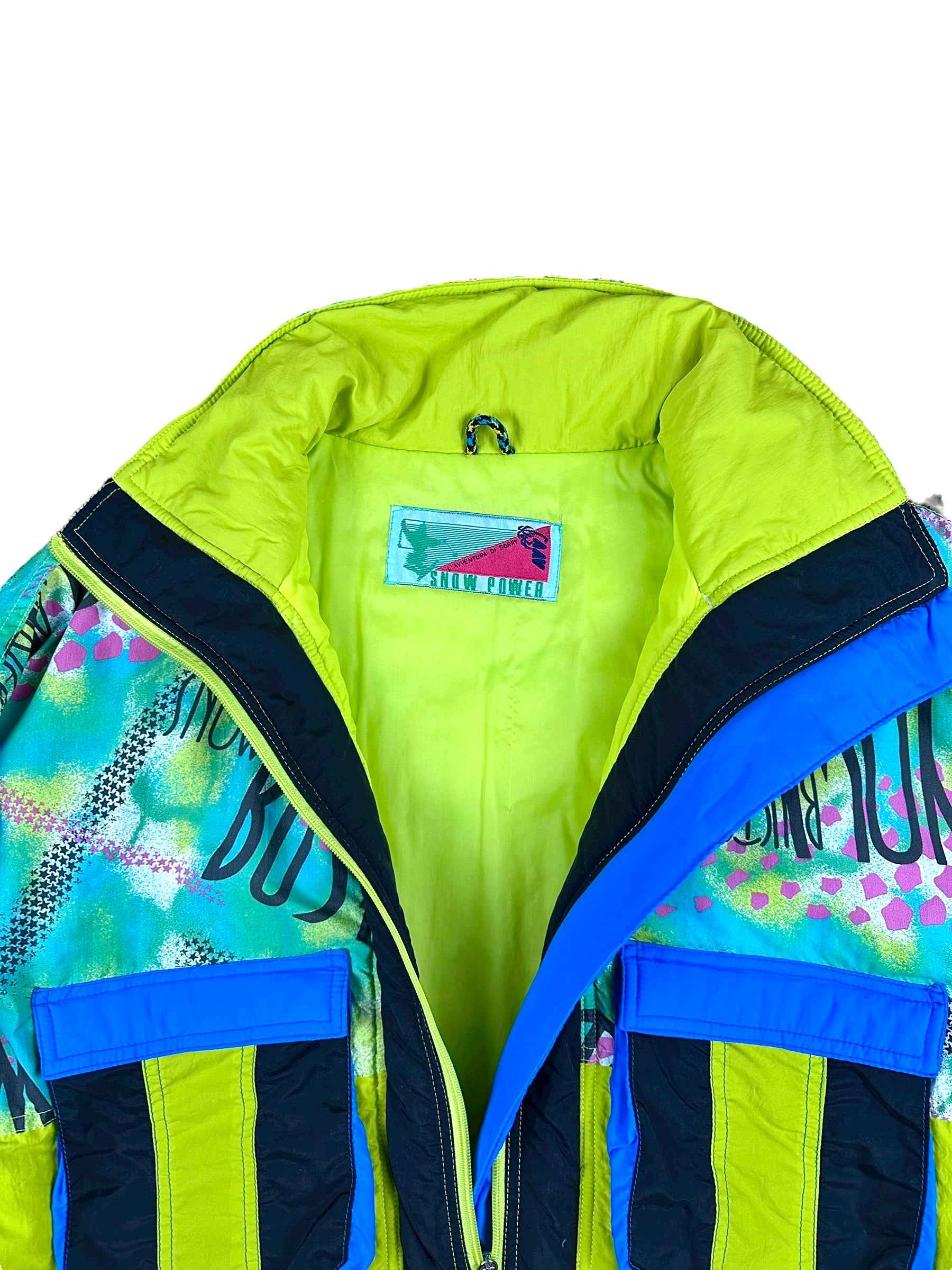 Giubbotto vintage anni ’90 fantasia giallo e blu Made in Italy