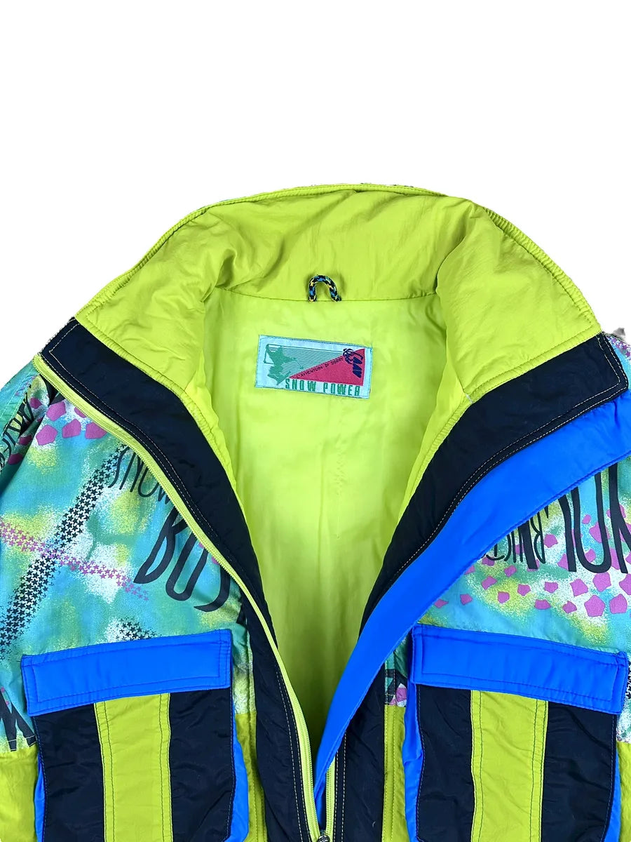 Giubbotto vintage anni ’90 fantasia giallo e blu Made in Italy