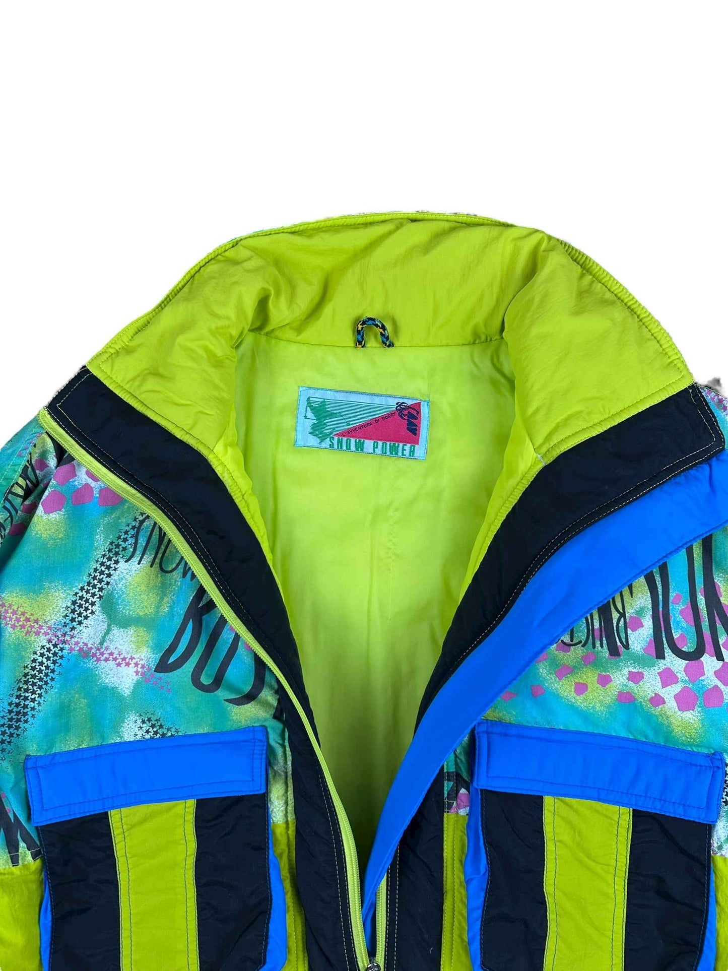 Giubbotto vintage anni ’90 fantasia giallo e blu Made in Italy