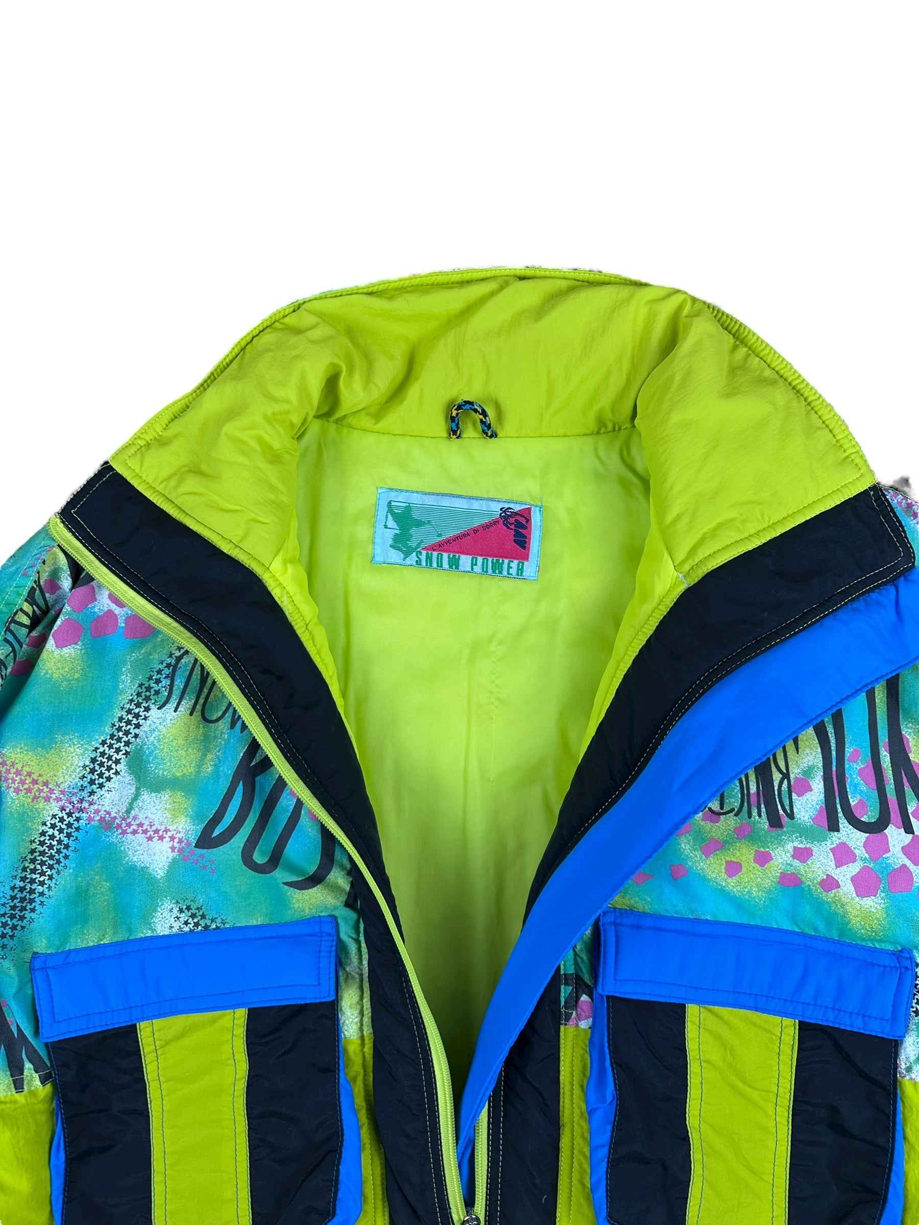 Giubbotto vintage anni ’90 fantasia giallo e blu Made in Italy