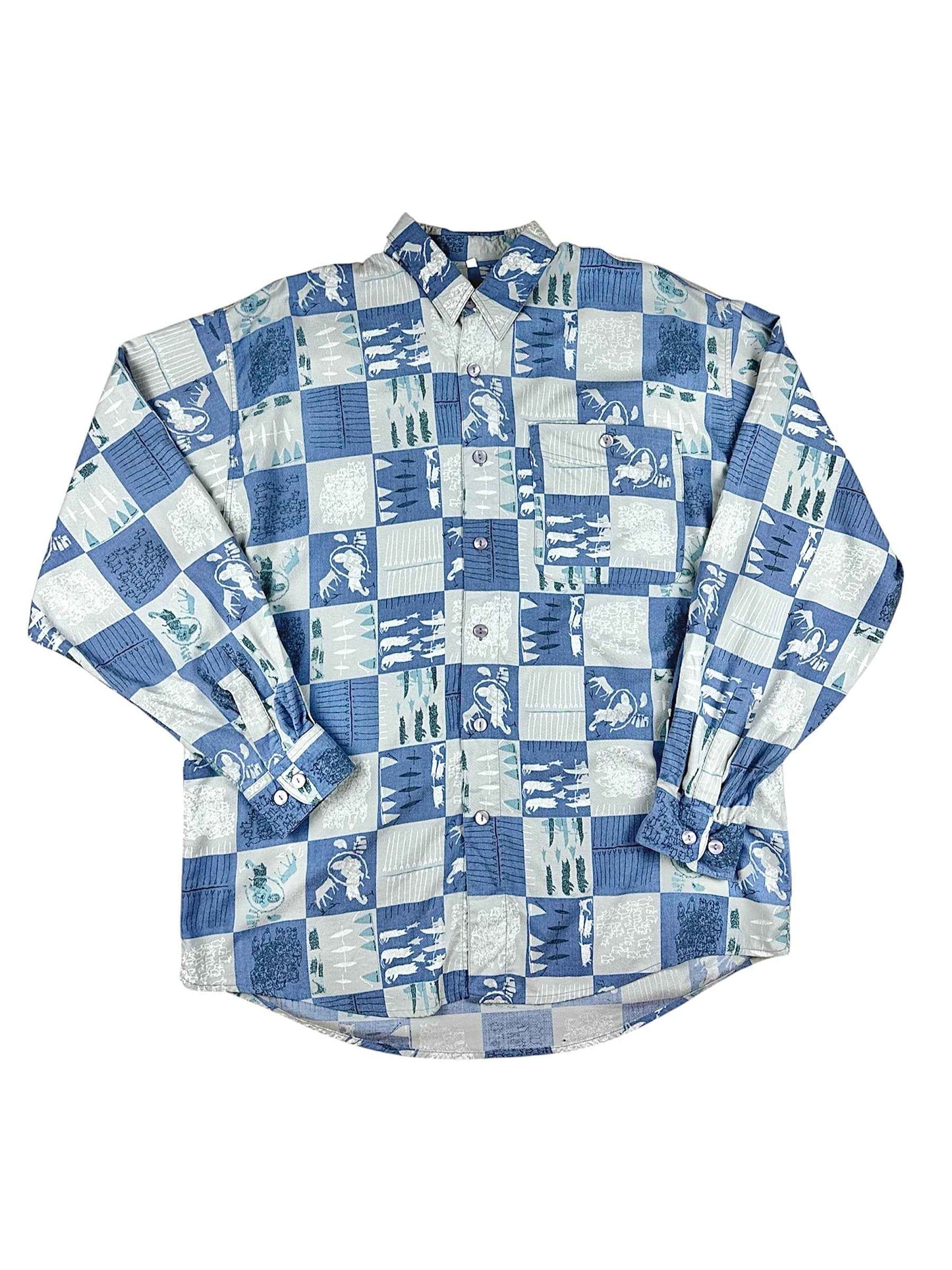 Camicia Vintage Da Uomo Call Up in Viscosa a Fantasia