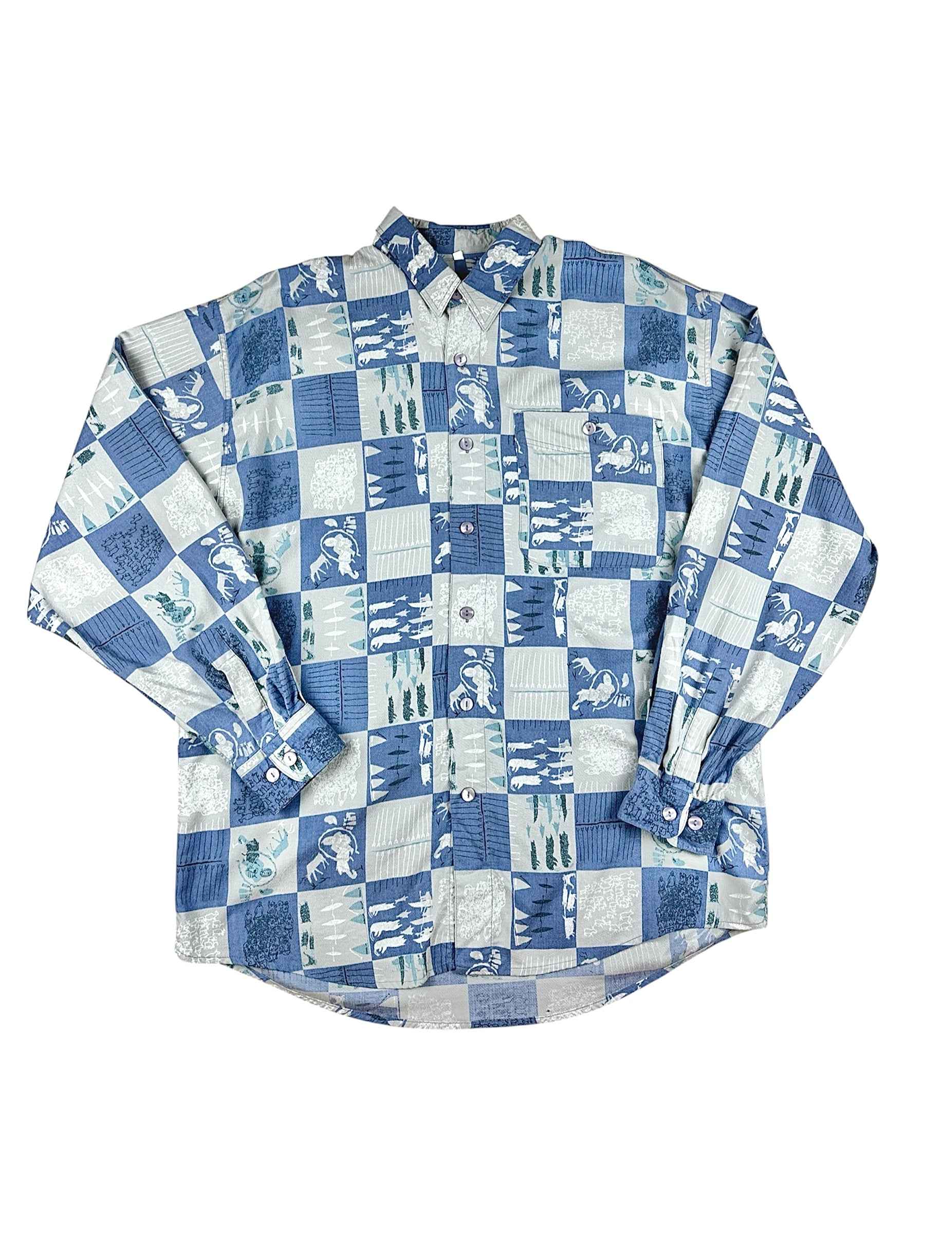 Camicia Vintage Da Uomo Call Up in Viscosa a Fantasia