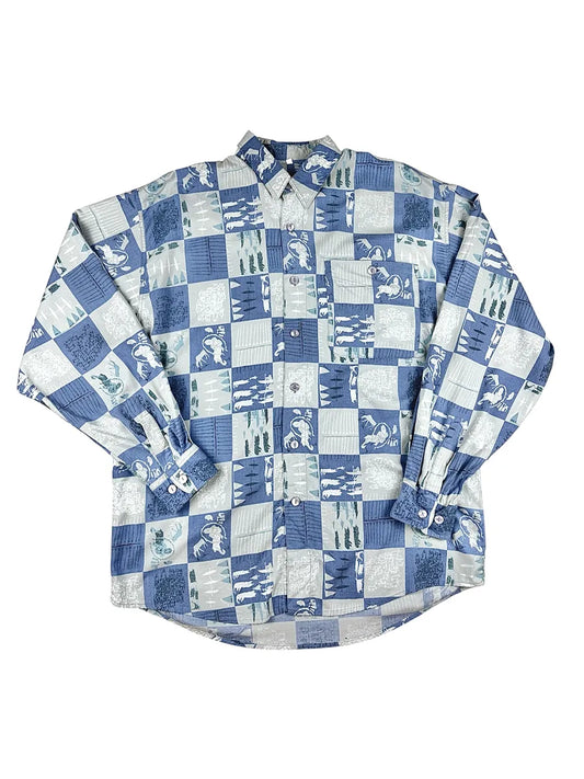 Camicia Vintage Da Uomo Call Up in Viscosa a Fantasia