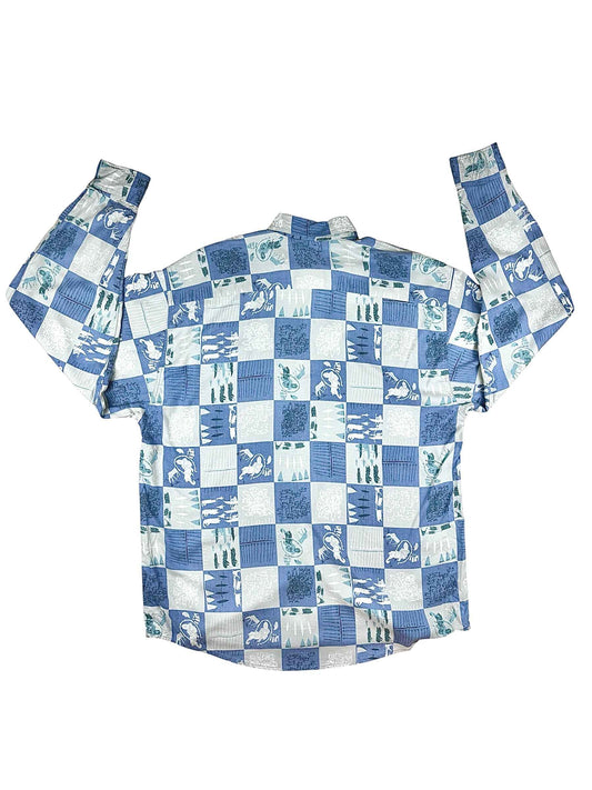 Camicia Vintage Da Uomo Call Up in Viscosa a Fantasia