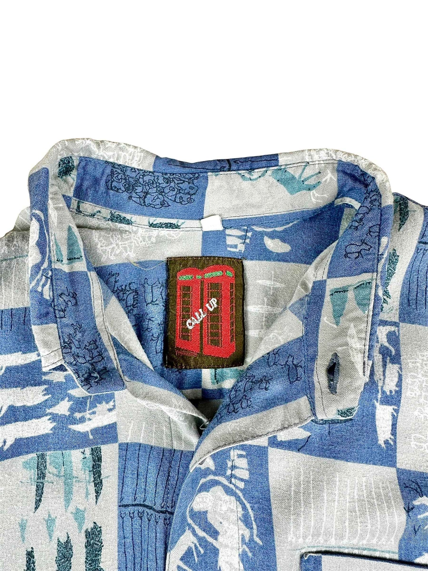 Camicia Vintage Da Uomo Call Up in Viscosa a Fantasia