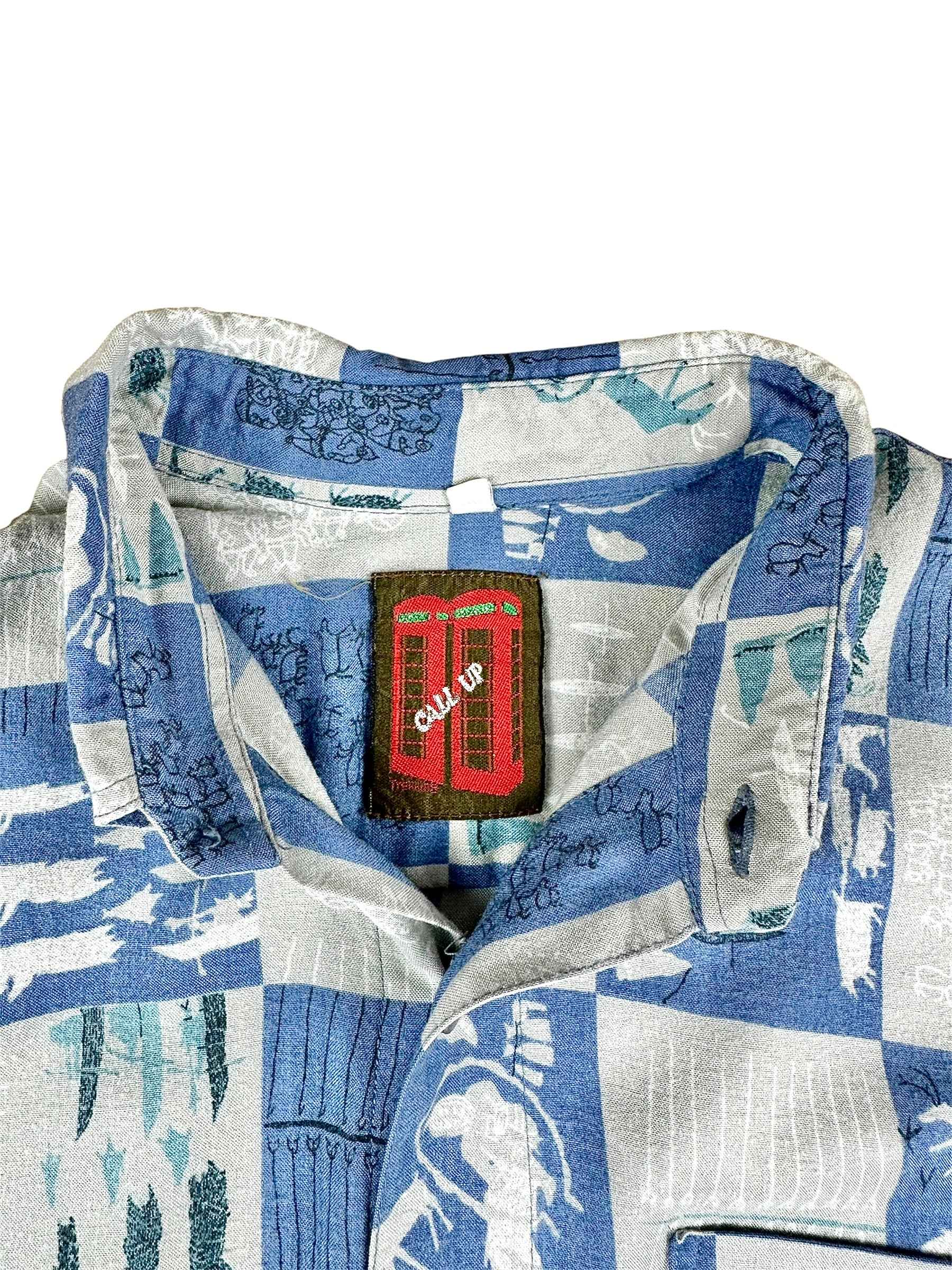 Camicia Vintage Da Uomo Call Up in Viscosa a Fantasia