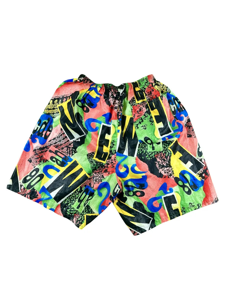 Men's vintage 90s abstract letter print swimsuit