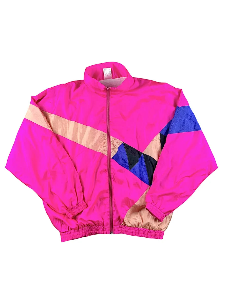 Tuta vintage anni ’80 rosa fluo color block – Set completo Giacca e Pantaloni