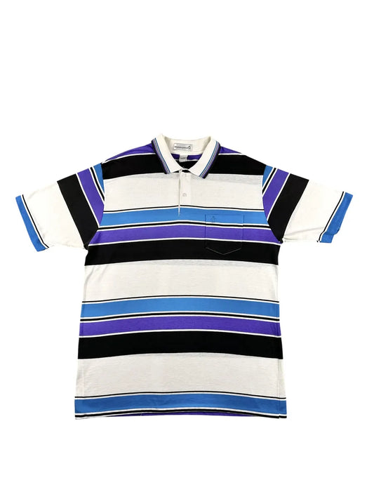 Polo vintage uomo a righe multicolor con taschino Munsingwear